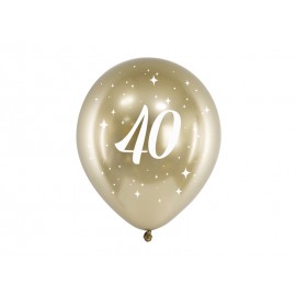 6 Globos 40 Años Dorados 30 cm