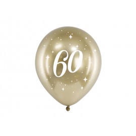 6 Globos 60 Años Dorados 30 cm