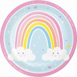 8 Platos Happy Rainbow 25 cm