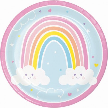8 Platos Happy Rainbow 25 cm