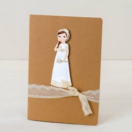 Libreta Grande Adornada Figura Niña Comunión Romántica Libreta Grande Adornada Figura Niña Comunión Romántica