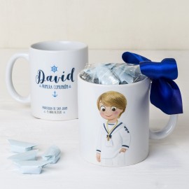 Taza Cerámica Comunión Marinero Mano En Bolsillo 7 Caramelos Taza Cerámica Comunión Marinero Mano En Bolsillo 7 Caramelos