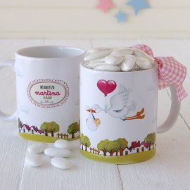 Taza Cerámica Cigueña Niña 14 Peladillas Taza Cerámica Cigueña Niña 14 Peladillas