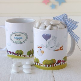 Taza Cerámica Cigueña Niño 14 Peladillas Taza Cerámica Cigueña Niño 14 Peladillas