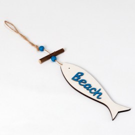 Colgante Madera Pez Blanco Beach 4 x 30 cm Colgante Madera Pez Blanco Beach 4 x 30 cm
