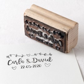 Sello Personalizado Rectangular Guirnalda Corazones 5,5 x 3 cm Sello Personalizado Rectangular Guirnalda Corazones 5,5 x 3 cm