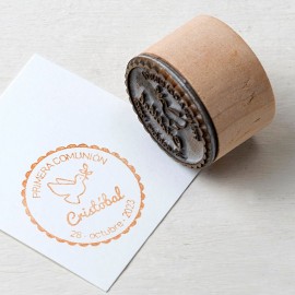 Sello Personalizado Redondo P.Comunión Paloma 2,5 cm Sello Personalizado Redondo P.Comunión Paloma 2,5 cm
