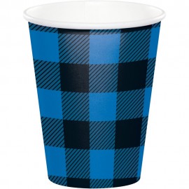 8 Vasos Cuadros Azul