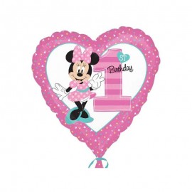 Globo Minnie Mouse Primer Cumpleaños Corazón 45 cm