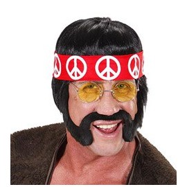 Peluca Hippie Con Patillas, Bigote y Gafas Peluca Hippie Con Patillas, Bigote y Gafas