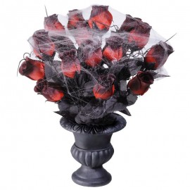Florero con Rosas Rojas y Telaraña 35 cm Florero con Rosas Rojas y Telaraña 35 cm