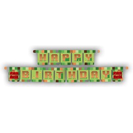 Guirnalda Minecraft Happy Birthday 1,6 m x 13 cm