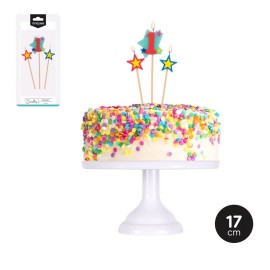 3 Velas Número 1 con Estrellas 17 cm 3 Velas Número 1 con Estrellas 17 cm