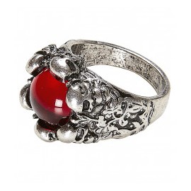 Anillo Calaveras con Gemma Roja Anillo Calaveras con Gemma Roja