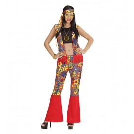 Disfraz de Mujer Hippie Multicolor Disfraz de Mujer Hippie Multicolor
