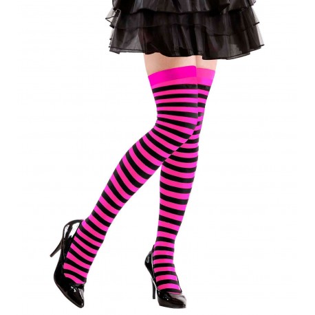 Calcetines Rayados Rosa y Negro 70 Den