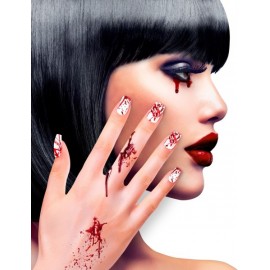 Set de 12 Uñas Ensangrentadas Auto-Adhesivas Set de 12 Uñas Ensangrentadas Auto-Adhesivas