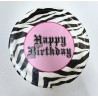 8 Platos Happy Birthday Pink Zebra 18 cm