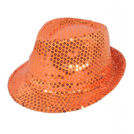 Fedora con Lentejuelas Cuadradas