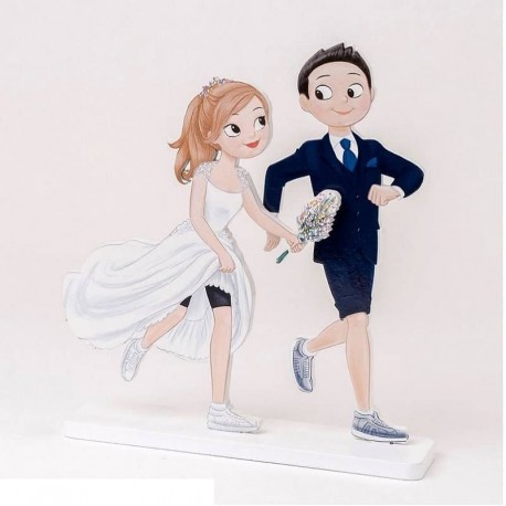 Figura Madera Novios Running 15 x 17 cm
