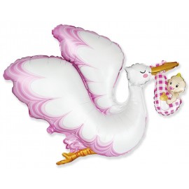 Globo Baby Shower Cigüeña Niña 96 x 80 cm Globo Baby Shower Cigüeña Niña 96 x 80 cm