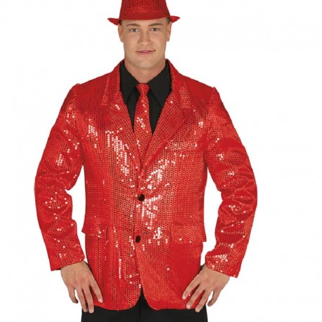 Disfraz de Chaqueta Lentejuelas Roja Adulto