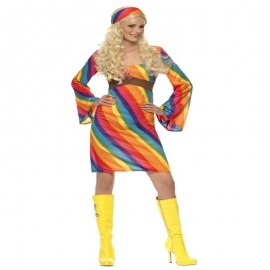 Disfraz de hippie arco iris multicolor