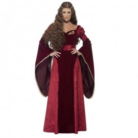 Disfraz de reina medieval de lujo rojo Disfraz de reina medieval de lujo rojo