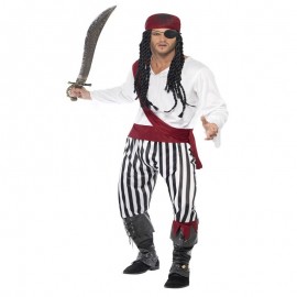 Disfraz de hombre pirata blanco y negro Disfraz de hombre pirata blanco y negro