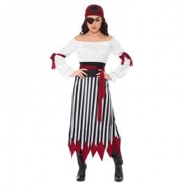 Disfraz de señora pirata blanco y negro Disfraz de señora pirata blanco y negro