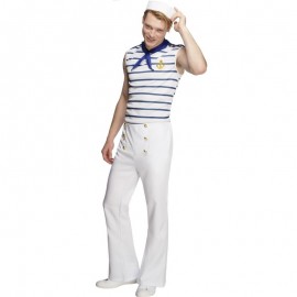 Disfraz de marinero francés masculino fiebre blanco