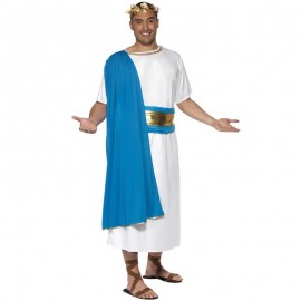 Disfraz de senador romano azul y blanco