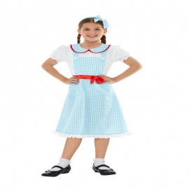 Disfraz de niña de campo azul y blanco Disfraz de niña de campo azul y blanco