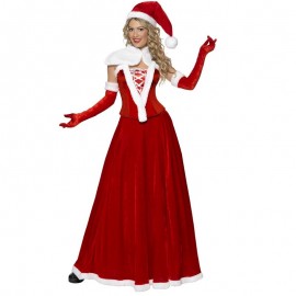 Disfraz de lujo señorita Santa Rojo