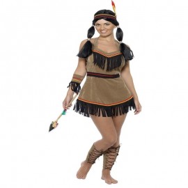 Disfraz de mujer inspirada nativa americana marrón