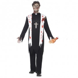 Disfraz de sacerdote zombie negro Disfraz de sacerdote zombie negro