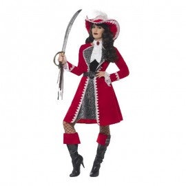 Disfraz de capitán de Dama Auténtica Deluxe Rojo Disfraz de capitán de Dama Auténtica Deluxe Rojo