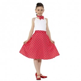 Niños 50s falda de lunares rojo Niños 50s falda de lunares rojo