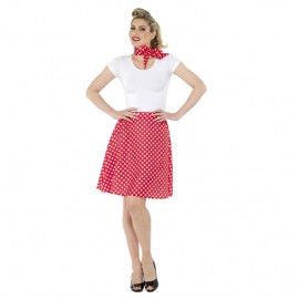 Adultos 50s falda de lunares rojo Adultos 50s falda de lunares rojo