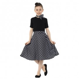 Niños 50s falda de lunares negro Niños 50s falda de lunares negro