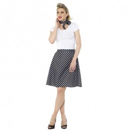 Adultos 50s falda de lunares negro Adultos 50s falda de lunares negro