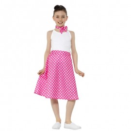 Niños 50s falda de lunares rosa Niños 50s falda de lunares rosa