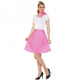 Adultos 50s falda de lunares rosa Adultos 50s falda de lunares rosa