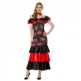 Disfraz de la dama flamenca negro y rojo