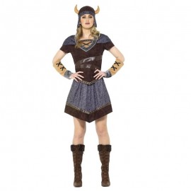 Disfraz de dama vikingo marrón Disfraz de dama vikingo marrón