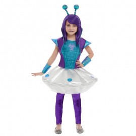 Disfraz de niña alienígena plata Disfraz de niña alienígena plata