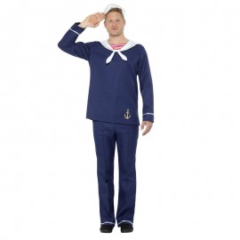 Disfraz de hombre marinero azul y blanco Disfraz de hombre marinero azul y blanco