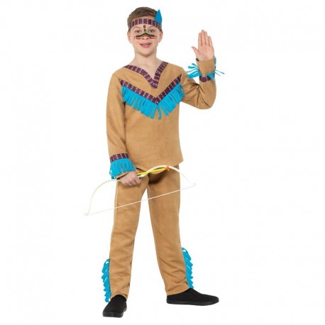 FIESTAS GUIRCA Costume Da Nativo Americano Per Adolescenti, Vestito Con Frange, Cintura Inclusa, Taglia 14-16 Anni - 4