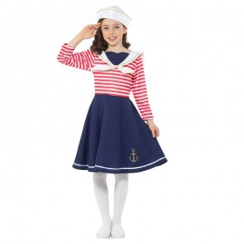 Disfraz de niña marinero azul y blanco