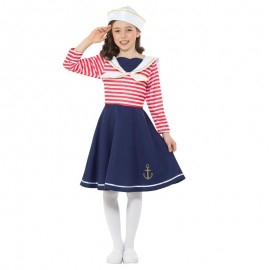 Disfraz de niña marinero azul y blanco Disfraz de niña marinero azul y blanco